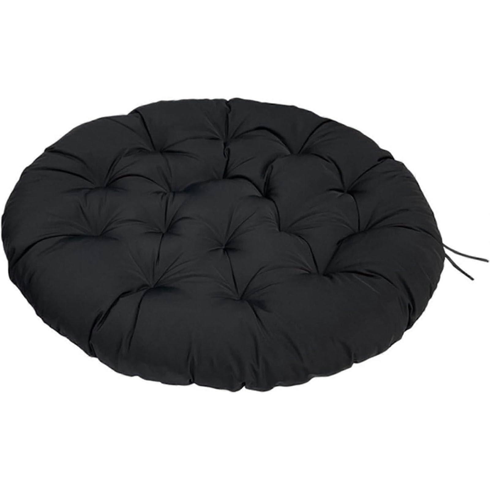 Soft Waterproof Chair Cushion Indoor Outdoor Use Hanging Egg Seat 100x100cm Thick Fabric Noir No Chair Included