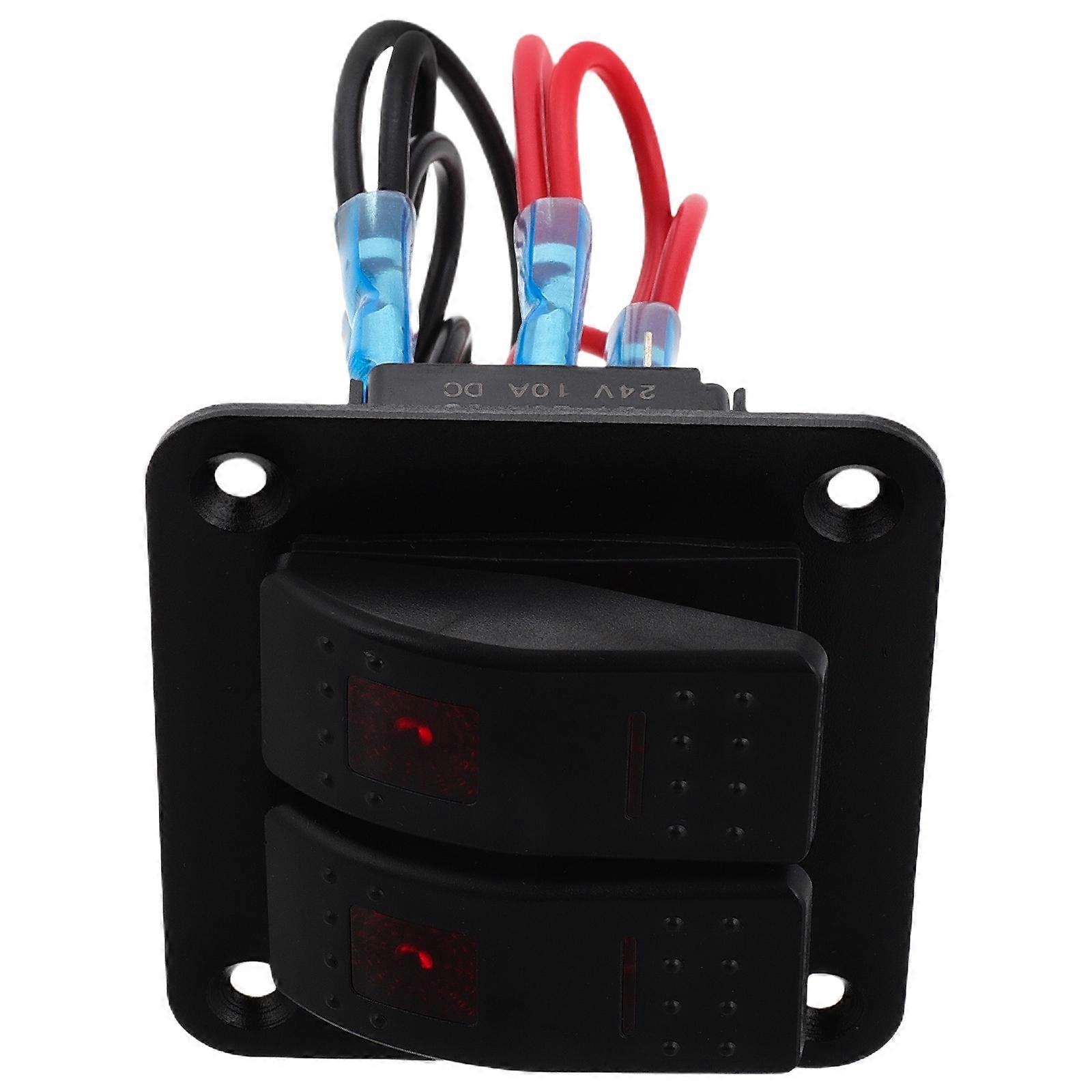 Waterproof Marine Toggle Switch Panel 4Pcs Rectangular Aluminum Design With Red Lights For Cars And ATVs
