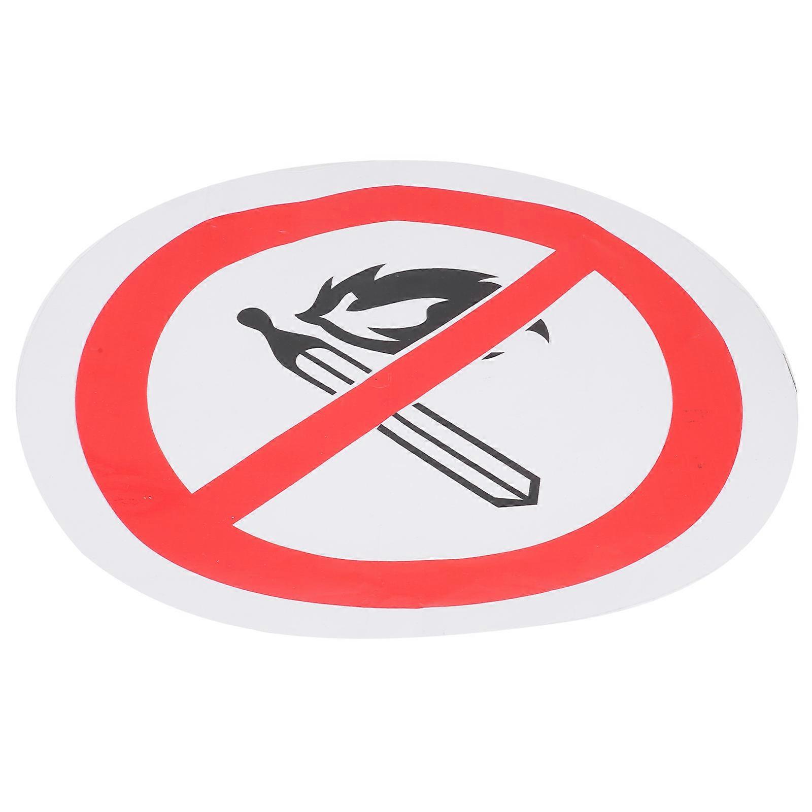Warning Stickers No Open Flames Sticker for Work Safety 2Pcs Red Round Decal