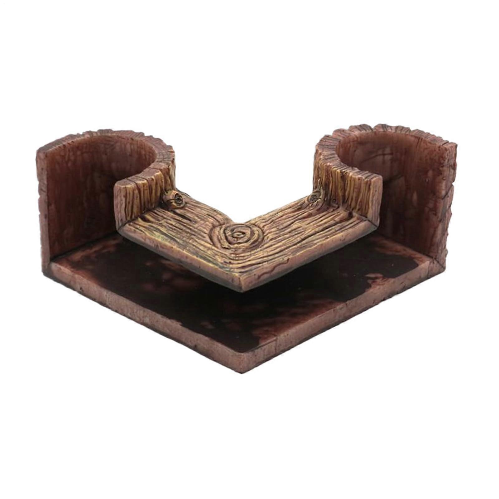Fish Tank Corner Tunnel Two Hole Tunnel Design 14x13.5x6.5cm Natural Wood Grain Finish Freshwater & Saltwater Compatible