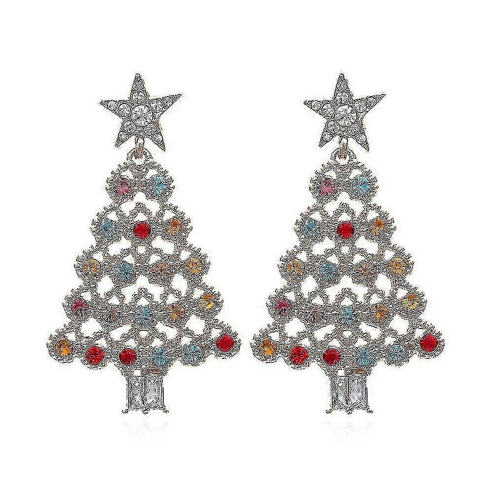 女性の女の子のためのクリスマスツリーイヤリングホリデークリスマスギフトの1ペア