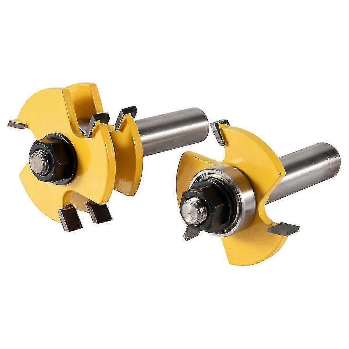 Tongue and Groove Router Bit Set, Adjustable 3 Teeth, 1/2 Inch Shank T Shape for Wood Door Flooring