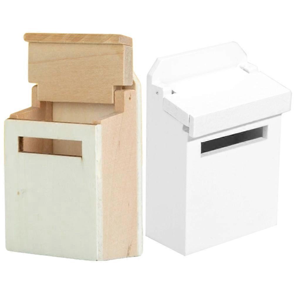 Wooden Tiny Mailbox Mini House Decor for Decoration 4Pcs