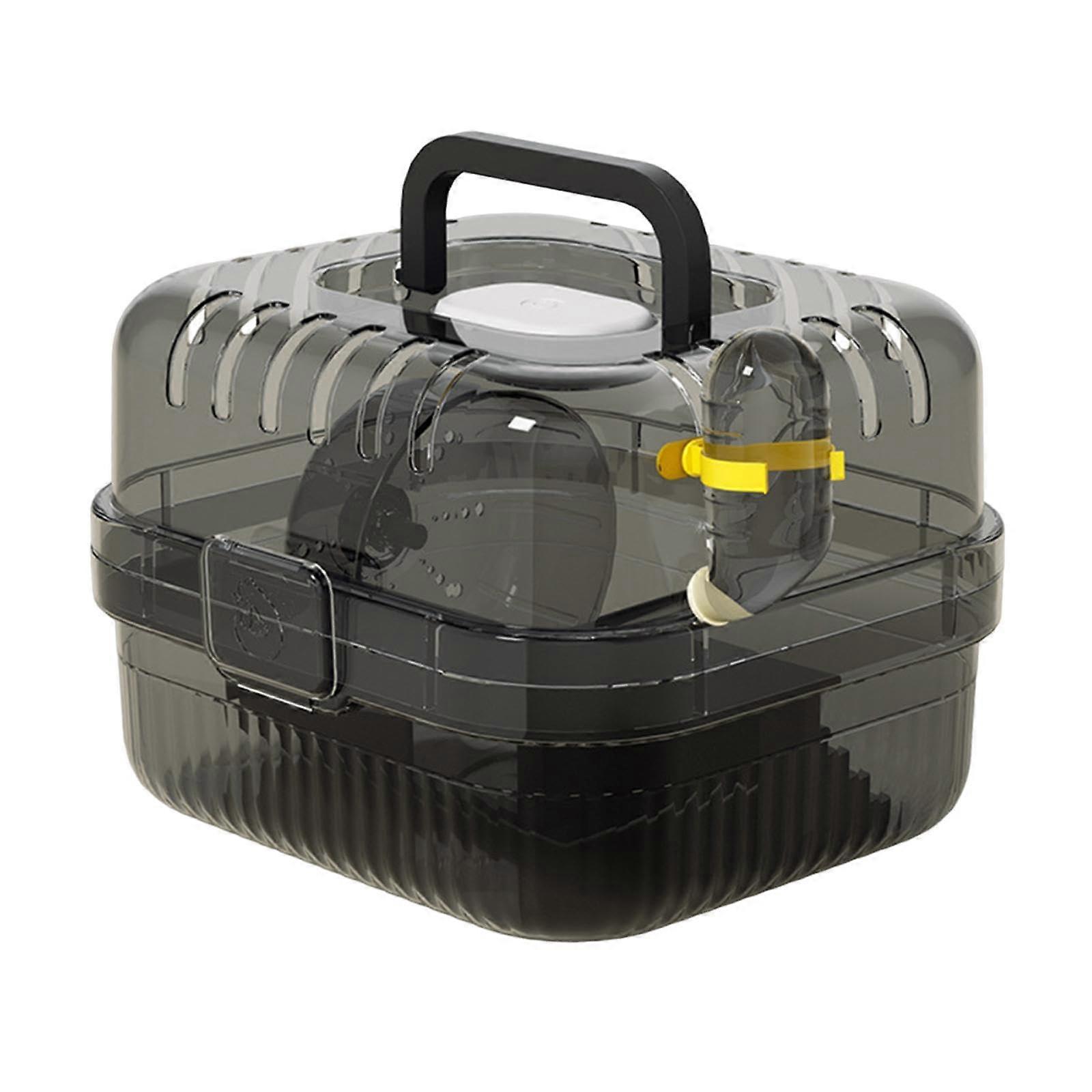 Portable Hamster Cage For Small Animals With Ventilation And Carry Handle Black