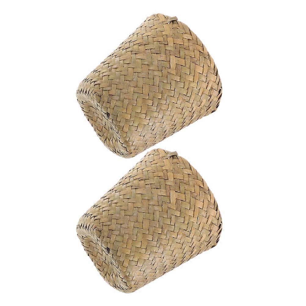 Storage Basket Straw Woven for Organizing 6Pcs Compact Trash Can
