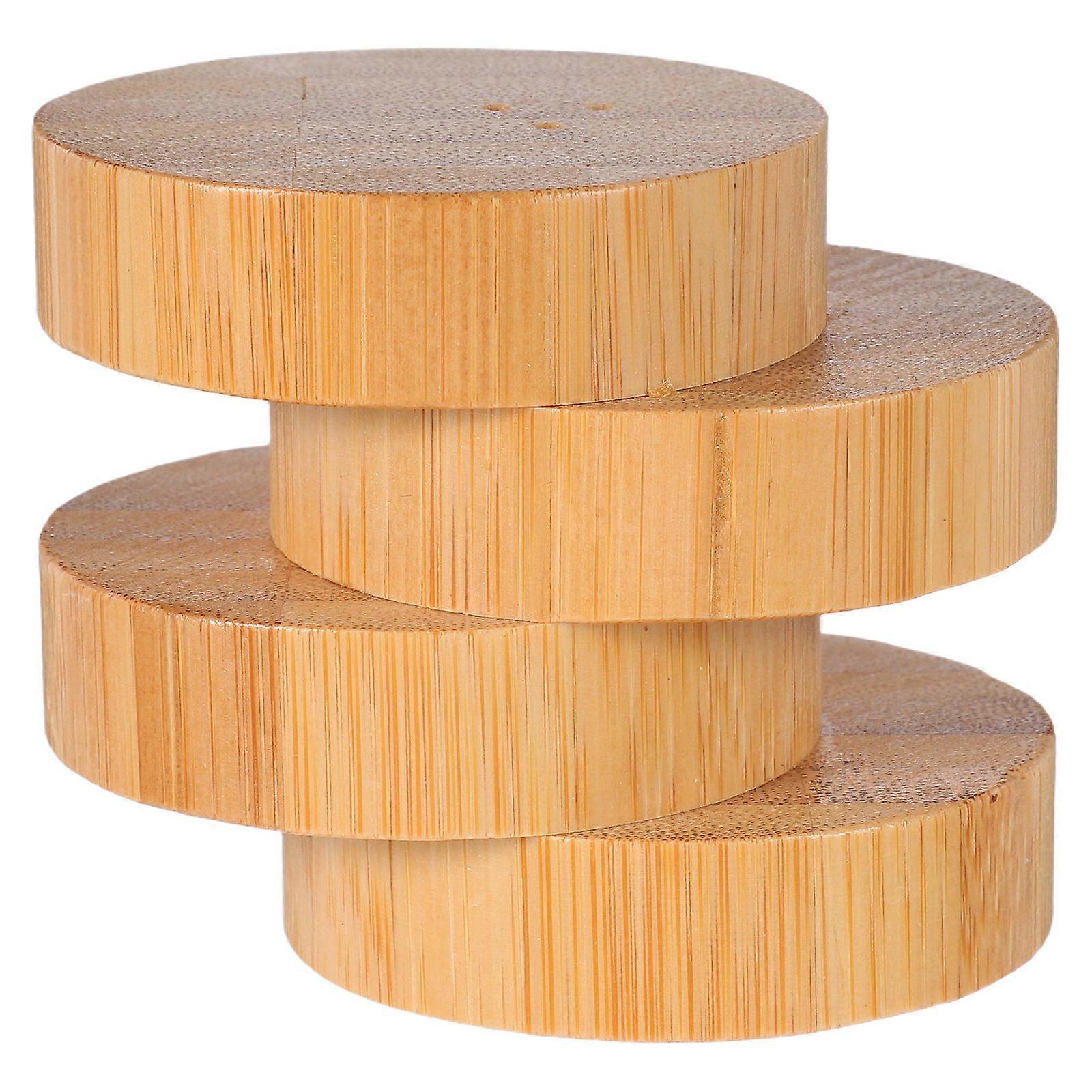 Bamboo Spice Jars Round Seasoning Jar for Kitchen Light