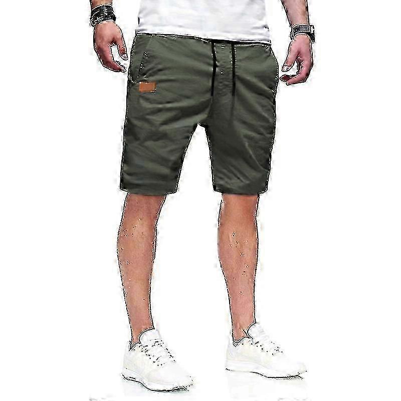 Man Elasticated Pockets Bottoms Men Gym Cargo Solid Color Mini Trousers Jogging Cs