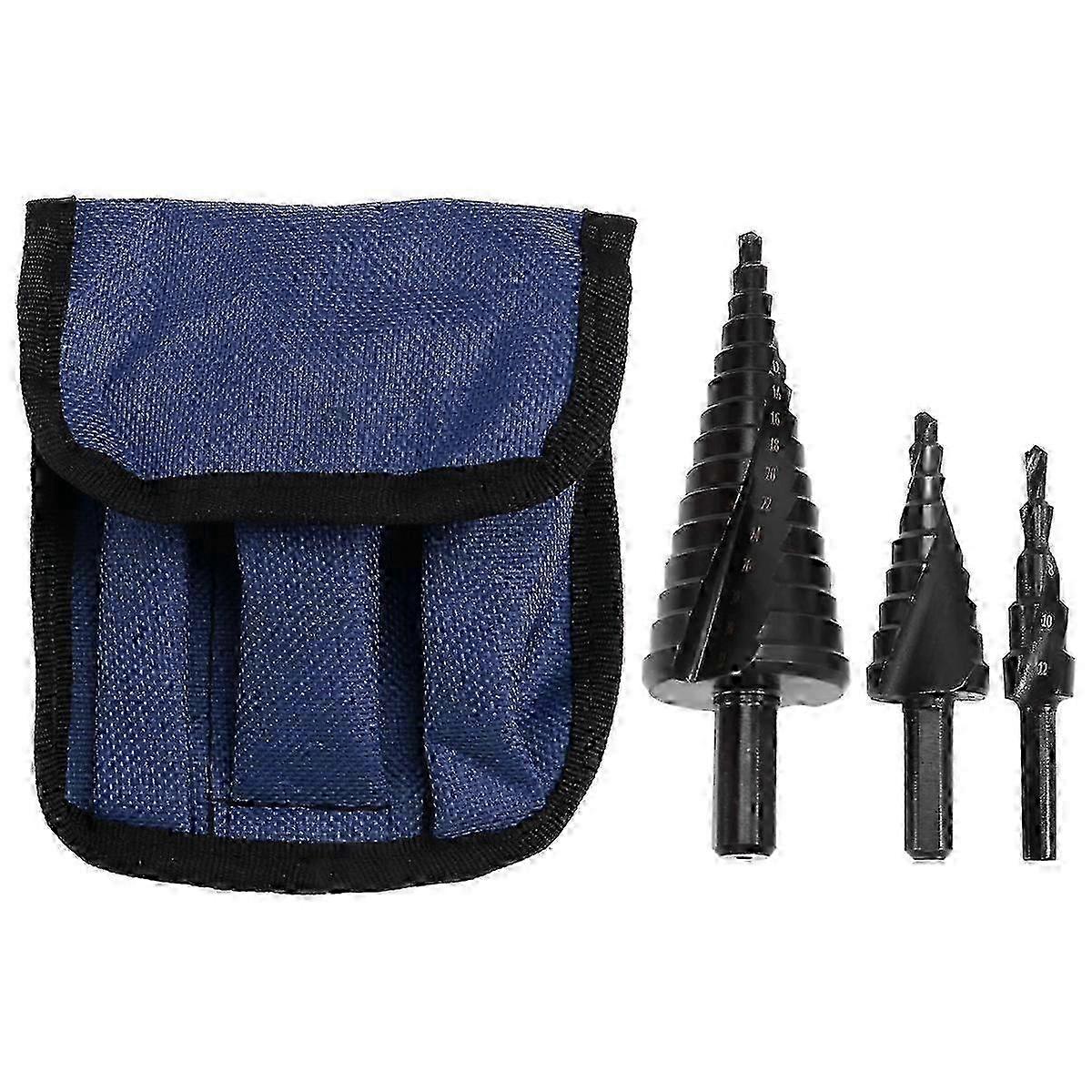 3PCS Step Drill Bit for Metal, 4-12mm 4-20mm 4-32mm Spiral Flute Unibit Step Drill Bit,Coated Universal Bit