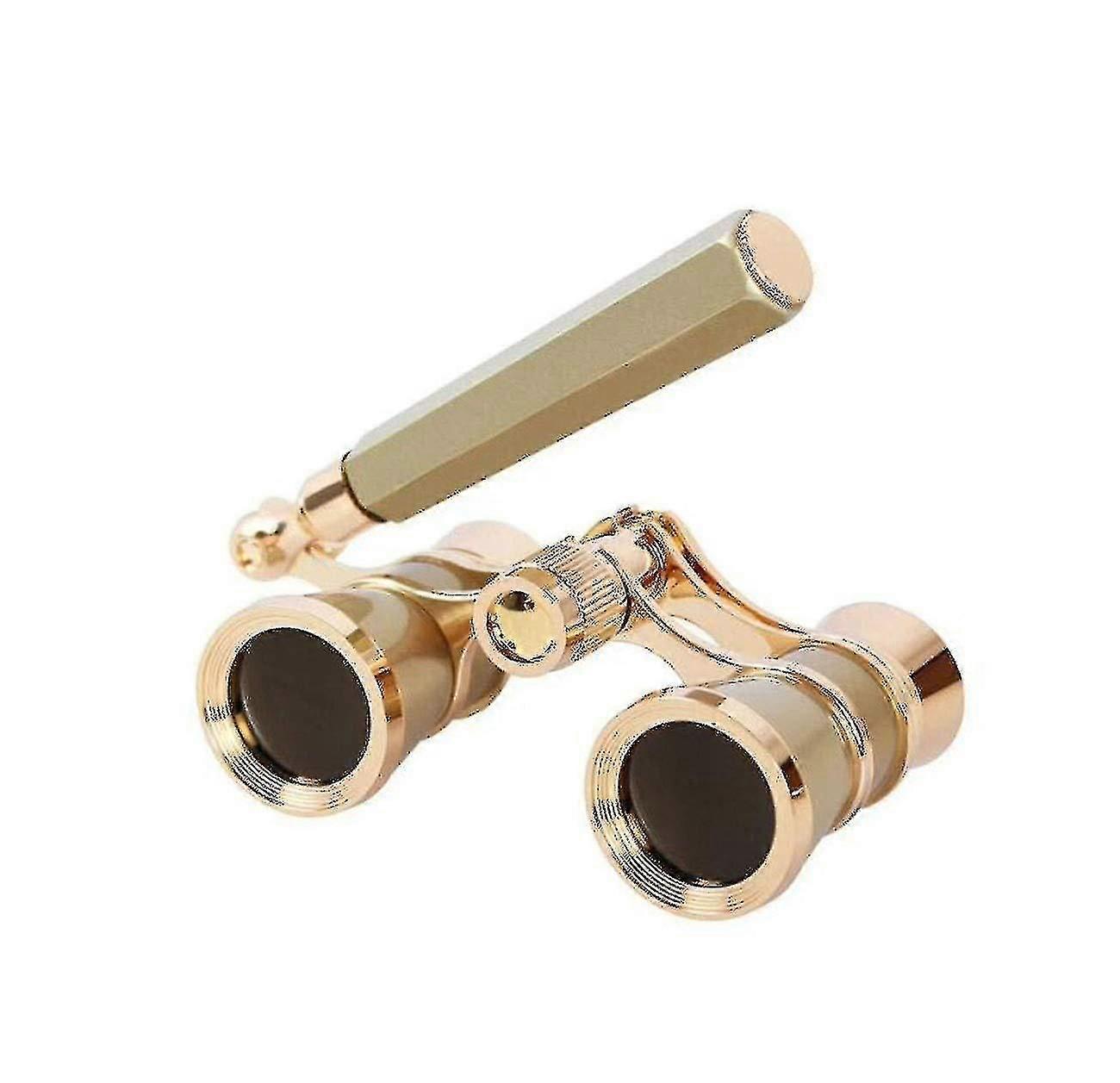 3x25 Retro Binoculars With Handle Optical Full Metal Ladies Watching Binoculars,(gold)