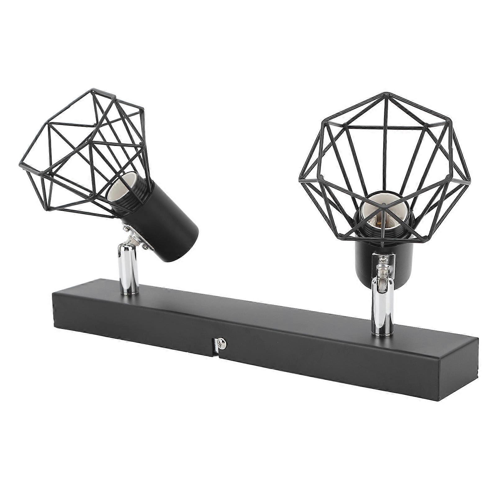 Ceiling Track Light Fixture E14 Lamp Holder Adjustable 2 Head Vintage Tracking Light Kit Hardwired Installation 85‑265V Black 