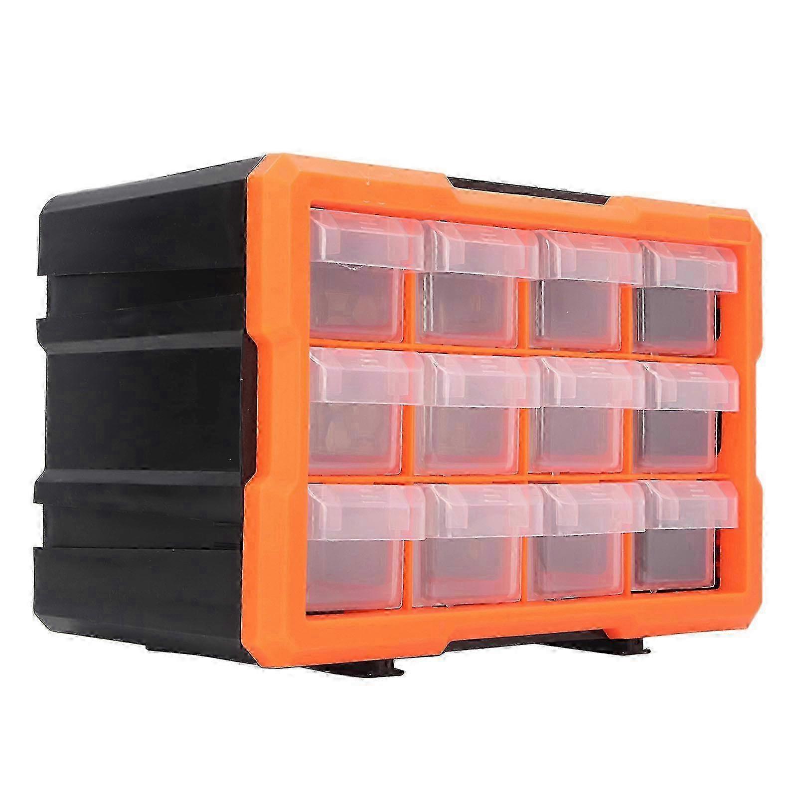 Drawer Organizer Box with PVC Hardware Storage - Stackable Tool Box for 12 Drawers