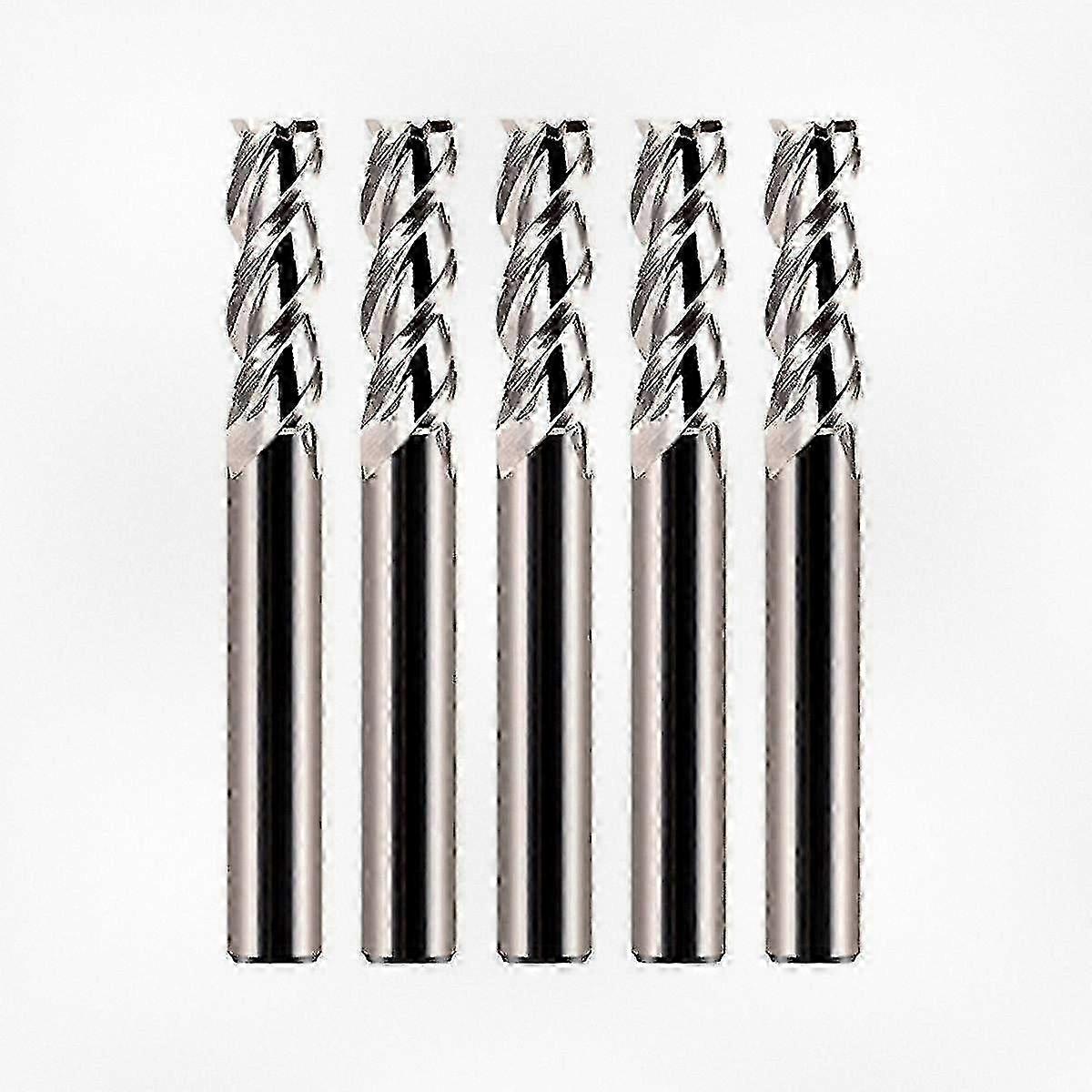 5-piece 55-degree spiral upcut router bit set, 6mm solid carbide CNC woodworking bits for milling and carving