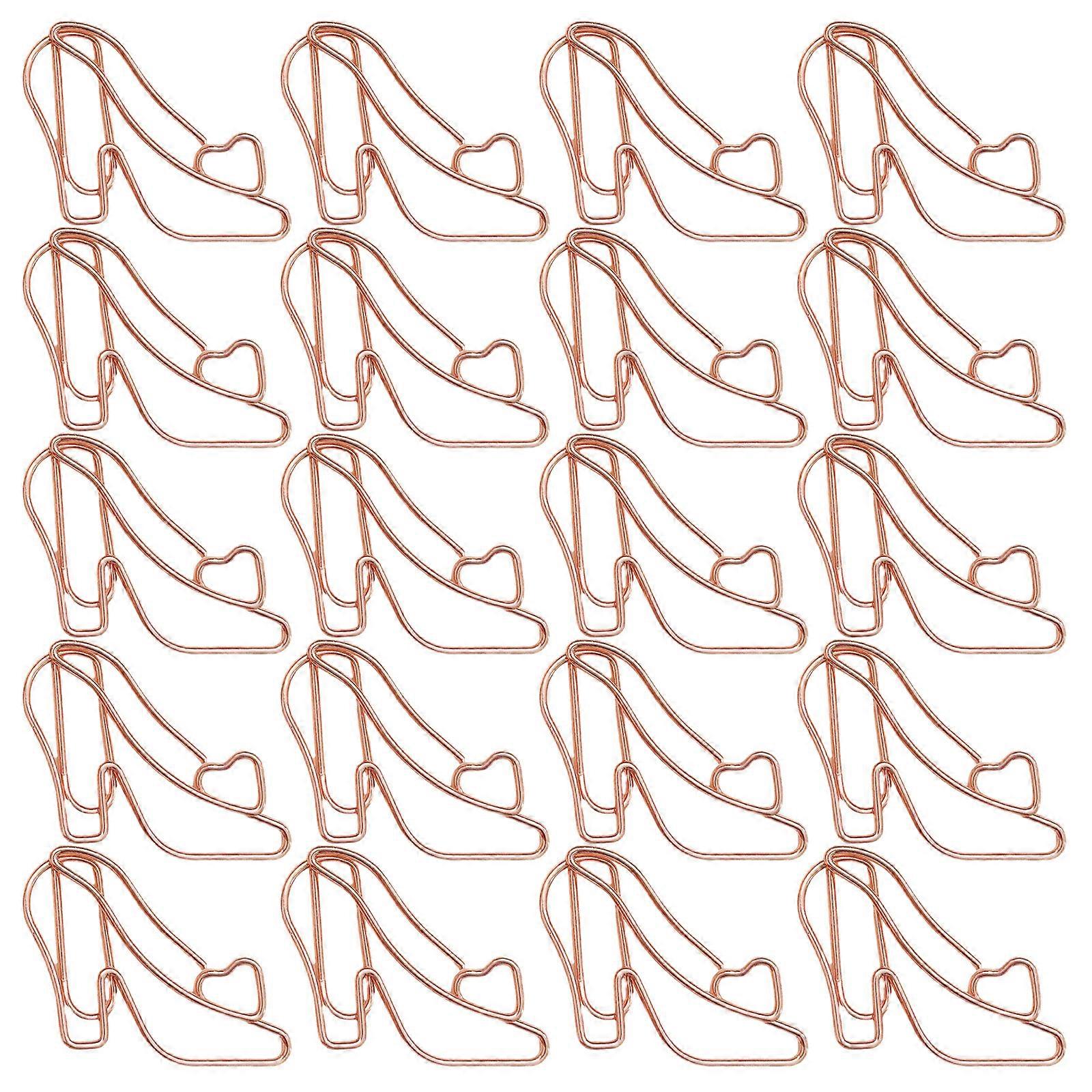 20Pcs High Heel Shape Metal Paper Clip 30x24mm File Organiser Clip Bookmarks Page Marker Clips for Document Notebook  rose gold