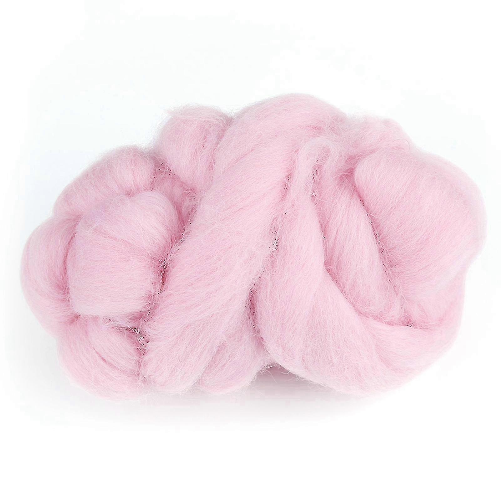 Colored Needle Felting Wool Roving Material with Spinning Function - Pink for Sewing Trimming and Handiwork