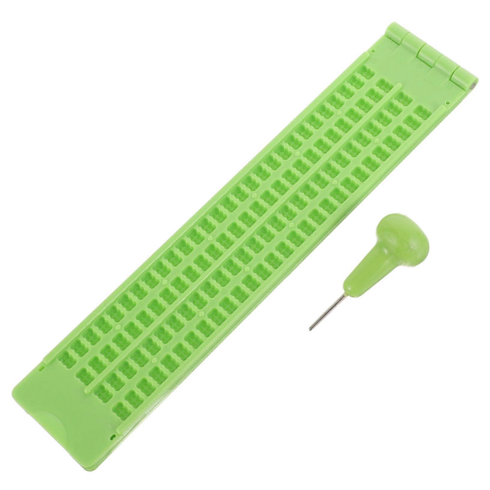 Portable Braille Writing Fingerboard Kit For Blind Students, Compact Size, Lightweight Plastic Stylus, Line Design
