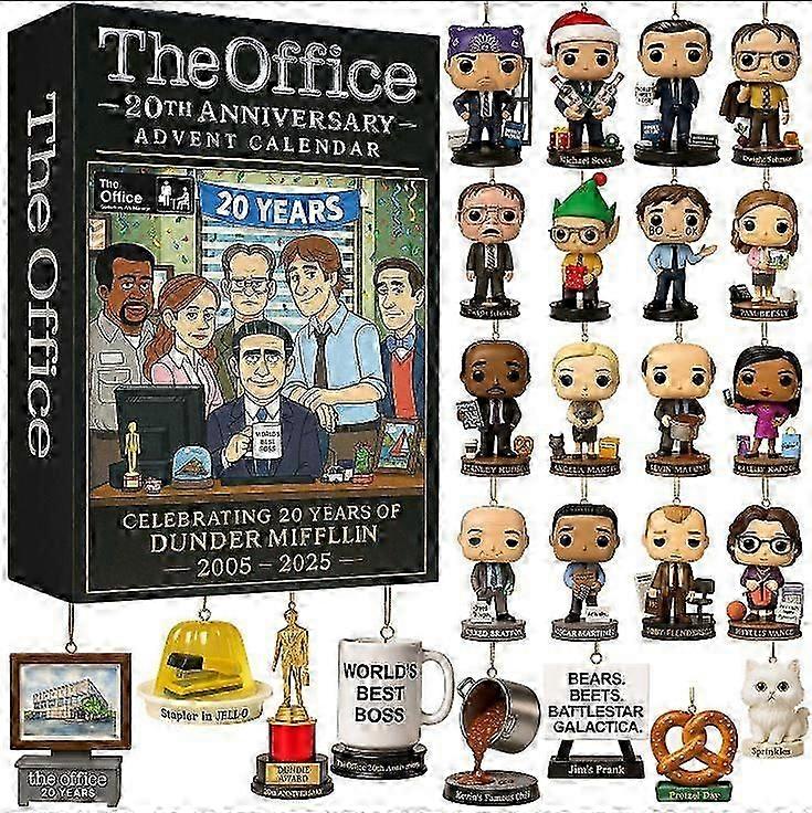 Ημερολόγιο Χριστουγέννων Advent 2025 - Ημερολόγιο αντίστροφης μέτρησης 24 ημερών The Office Γραφείο Αμερικανικό δράμα κουτί στόλι ακρυλικά στολίδια, επαναχρησιμοποιήσιμη διακόσμηση χριστουγεννιάτικου δέντρου