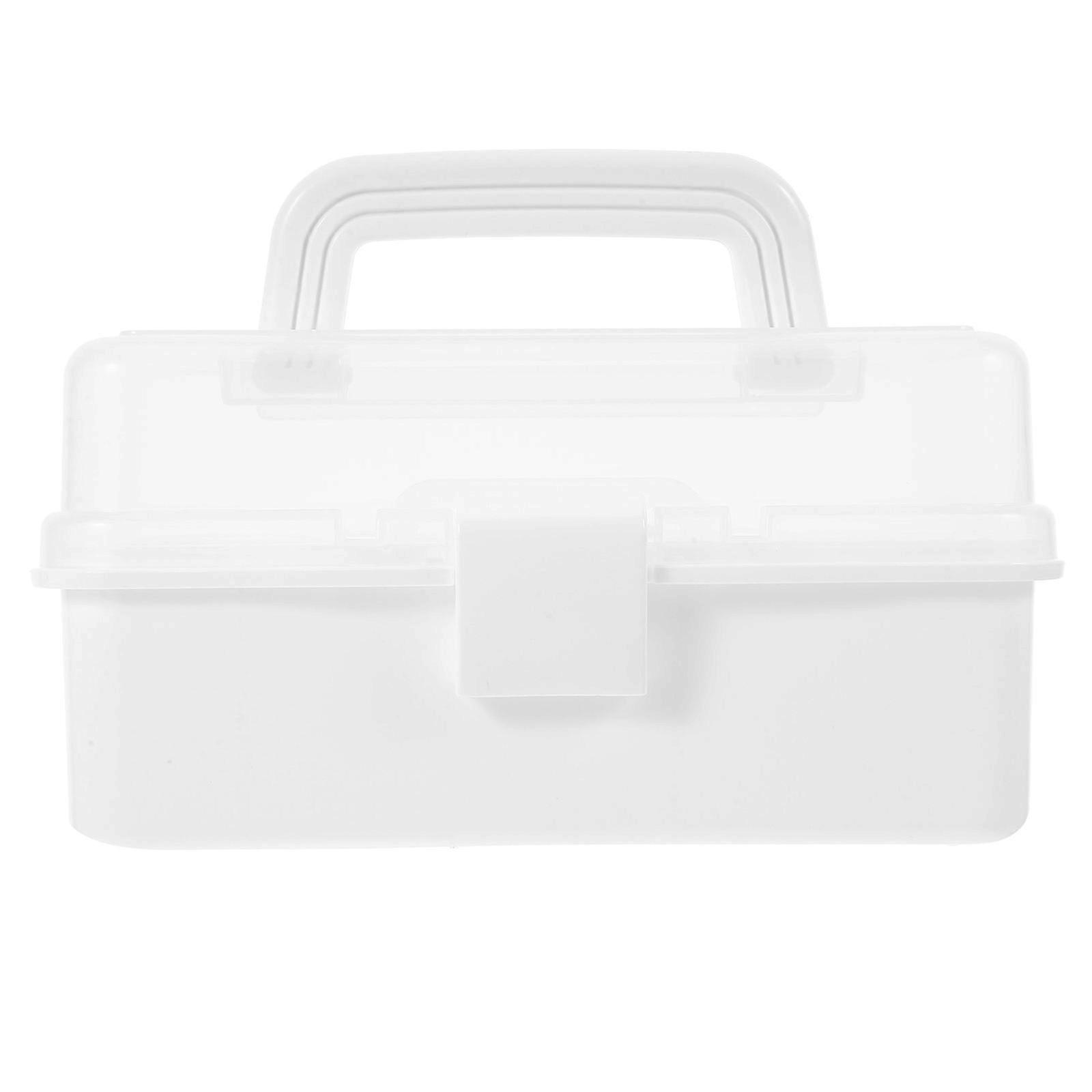 Tool Case White Plastic Storage Box with Handle for Storage 2-Layer