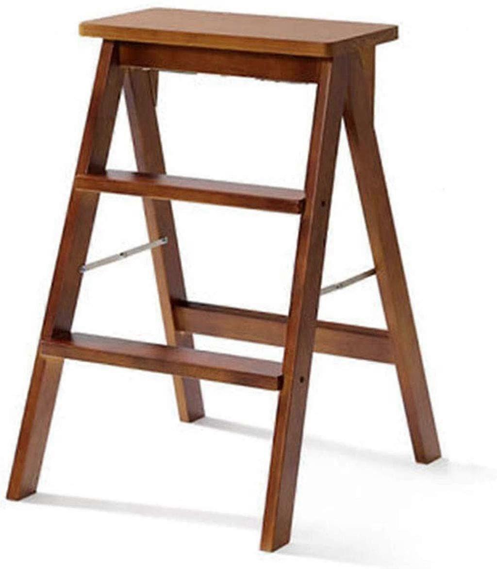 Folding Wooden Step Ladder Stool for Indoor Use, Lightweight Plant Stand and Flower Shelf