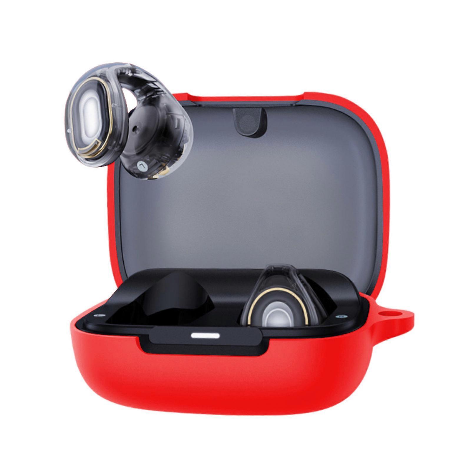 Soft Silicone Protective Cover for C40i Bluetooth-compatible Earbuds Dustproof Case Charging Storage Box  Red