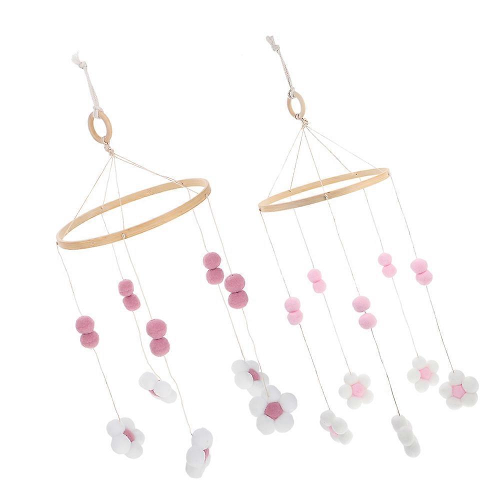 Assorted Bed Mobile with Pom Pom Flower for 2Pcs Nursery