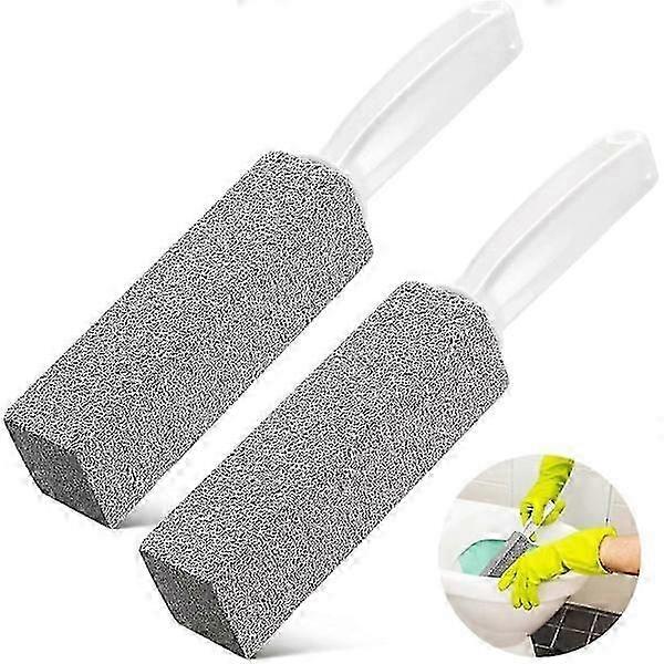 2 قطعة مزيل الماء العسر لتنظيف المرحاض ، مع مقبض مريح ، مزيل بقع المرحاض ، أداة تنظيف المرحاض من حجر الخفاف ، بقع الماء العسر