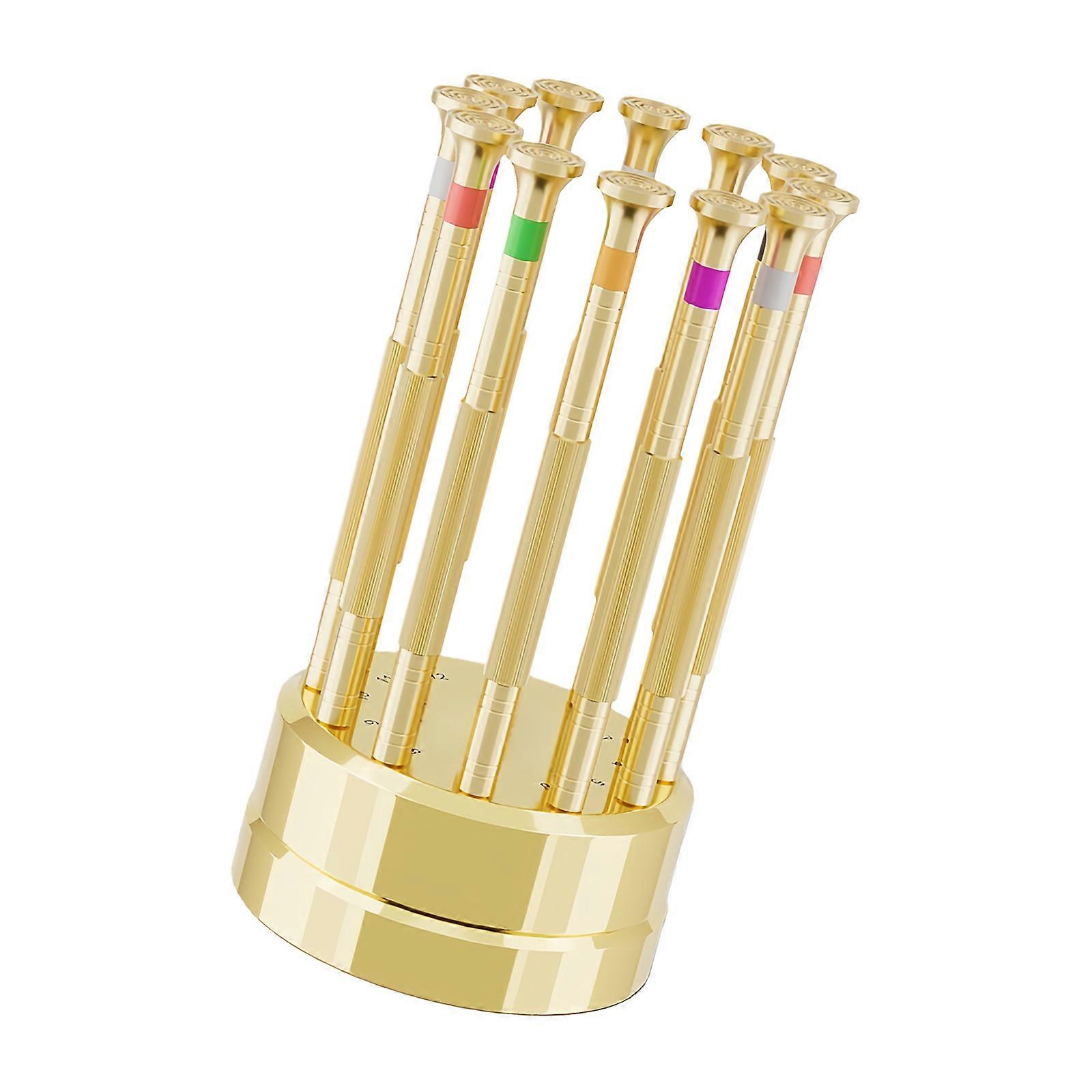 Antislip Copper Handle Precise Screwdriver Kit 12 Interchangeable Bit For Computer Phone Watch Glasses Electronic Repair Multicolor