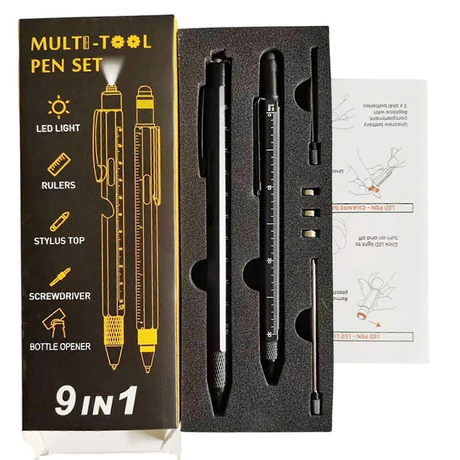 2 Pack 9-in-1 Multi-Function Pen with Stylus for Home, Office & Travel