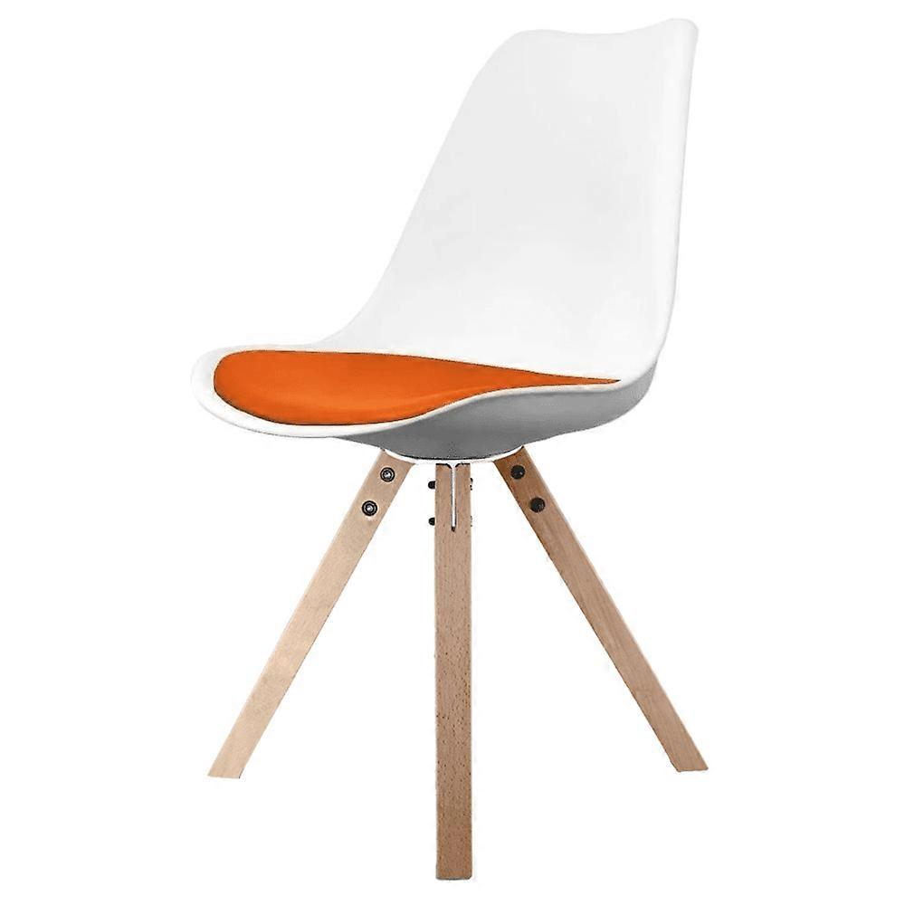 Fusion Living Soho hvid og orange spisebordsstol med firkantet pyramide lys træben