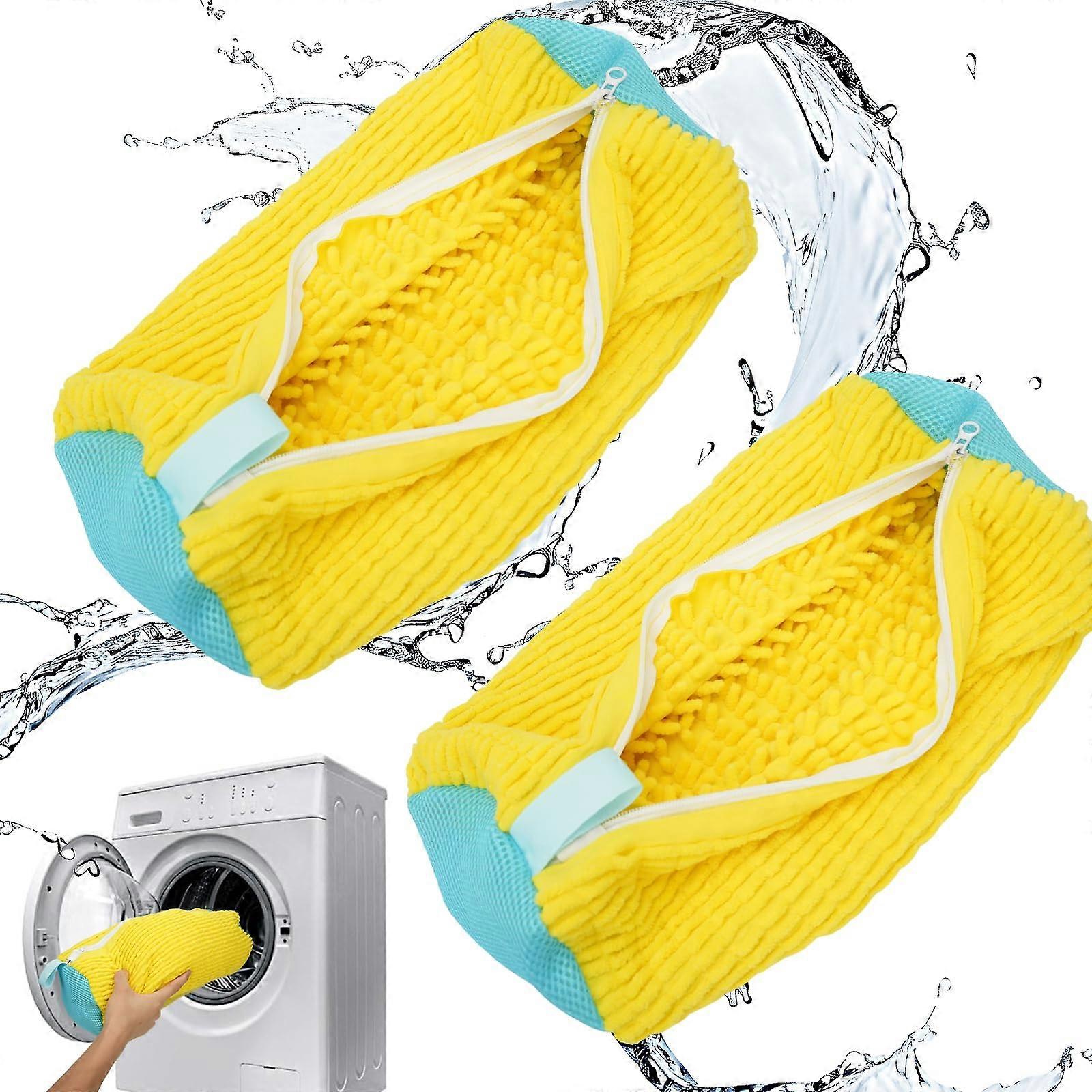 Shoe Laundry Mesh Bags 2 Pack with Zipper, Plush Lining, Tangle Cleaning for Sneakers and Canvas Shoes