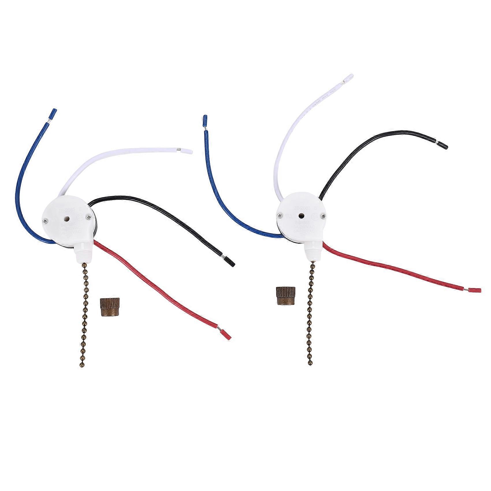2 PCS Fan Light Switch ZE-208S 3 Speed 4 Wire Ceiling Fan Switch Replacement Part Speed ControlPull Chain Switch Bronze