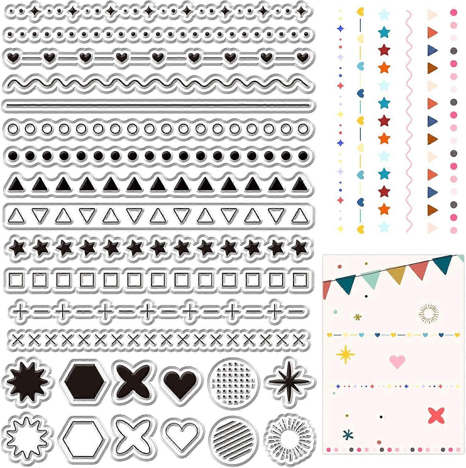 Clear Silicone Stamp Round Dot Heart Star Triangle Star Burst Symbols Reusable Transparent Stamp Sheets for Journal Planner Calendar Diary Album Card 