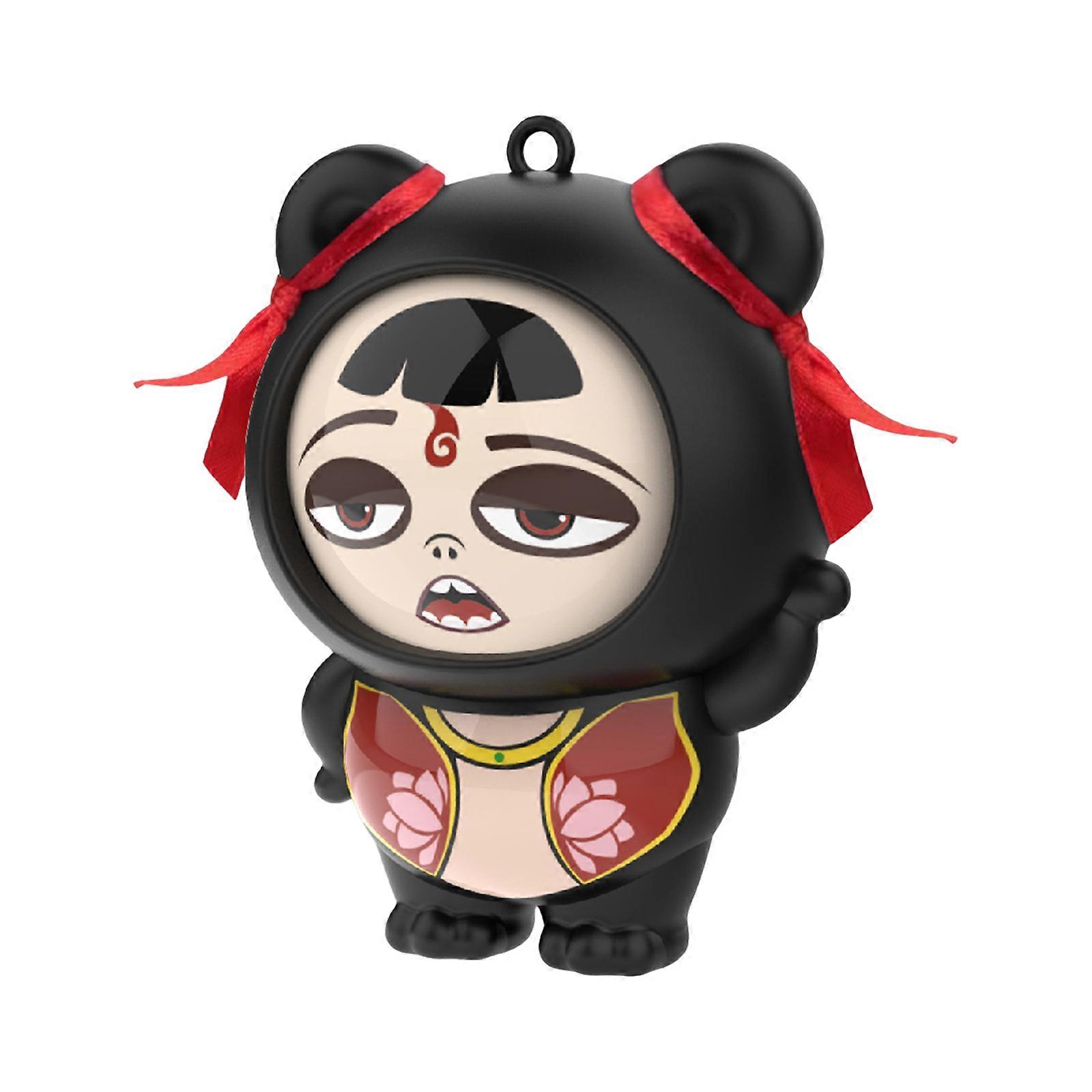 Creative Nezha Keyring with Interchangeable Face Handmade Bag Pendant Keychain Ornament for Collectible Toy Lovers Multicolor