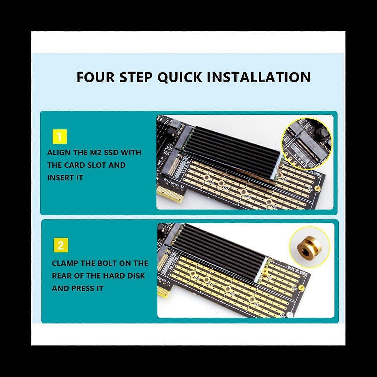 2X PCI-E X4 to Dual NVMe PCIe Adapter,M.2 NVMe SSD to PCI-E X8/X16 Card Support M.2 (M Key) NVMe SSD