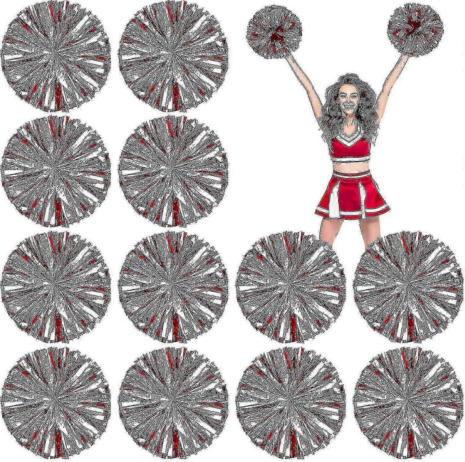 24 Pack Cheerleading Pom Pom 12 polegadas Cheerleader Pom Poms com bastão