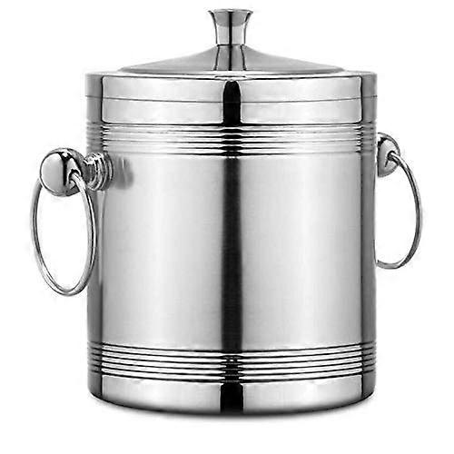 Double Wall Insulated Stainless Steel Ice Bucket with Lid and Tongs for Party BBQ