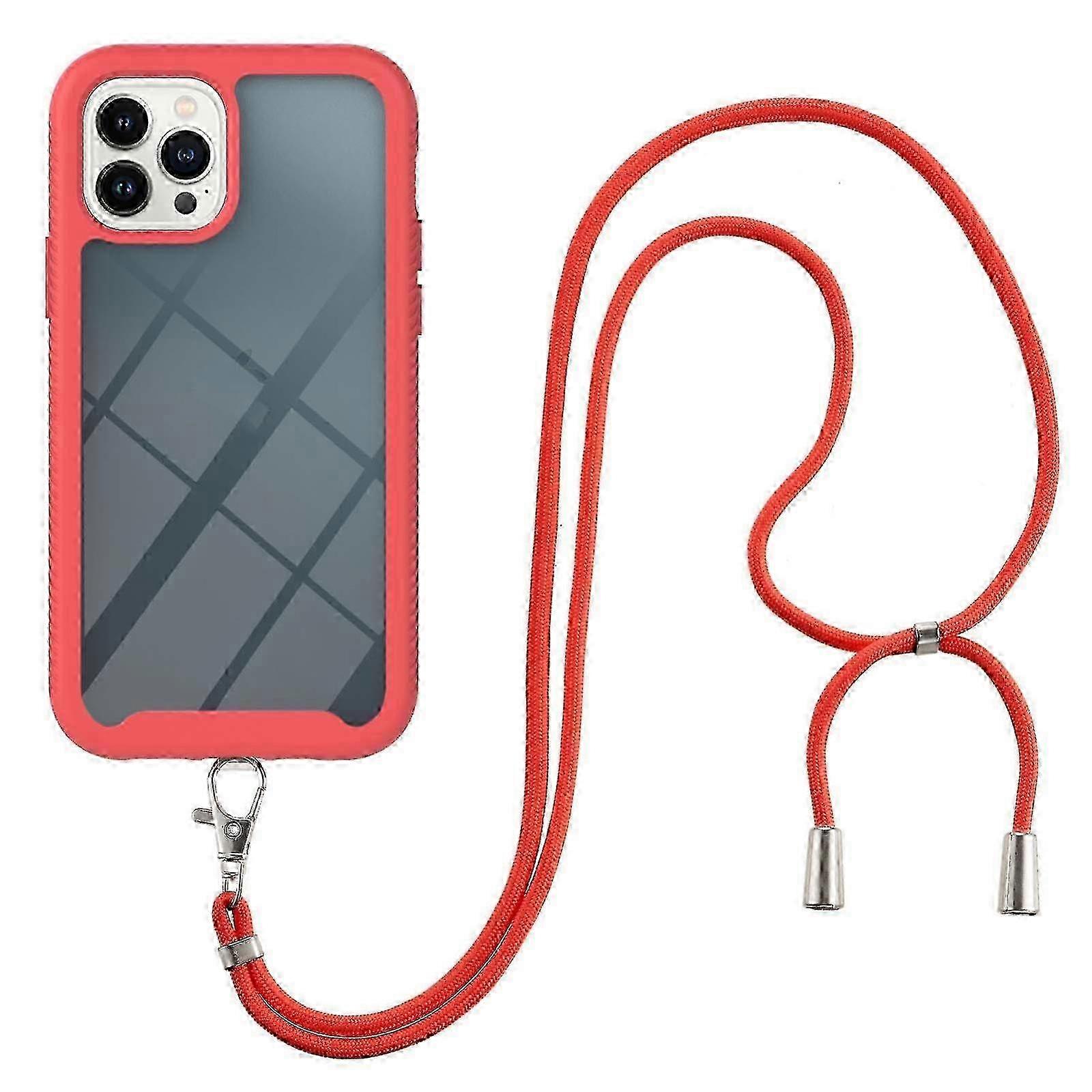 x For iPhone 13 Pro Starry Sky Solid Color Series Shockproof PC + TPU Protective Case with Neck Strap