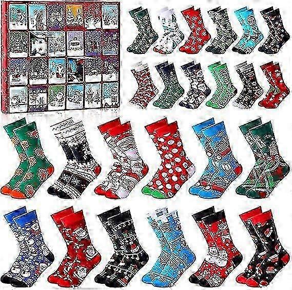 Christmas Advent Calendar Socks for Family Countdown with 24 Pairs
