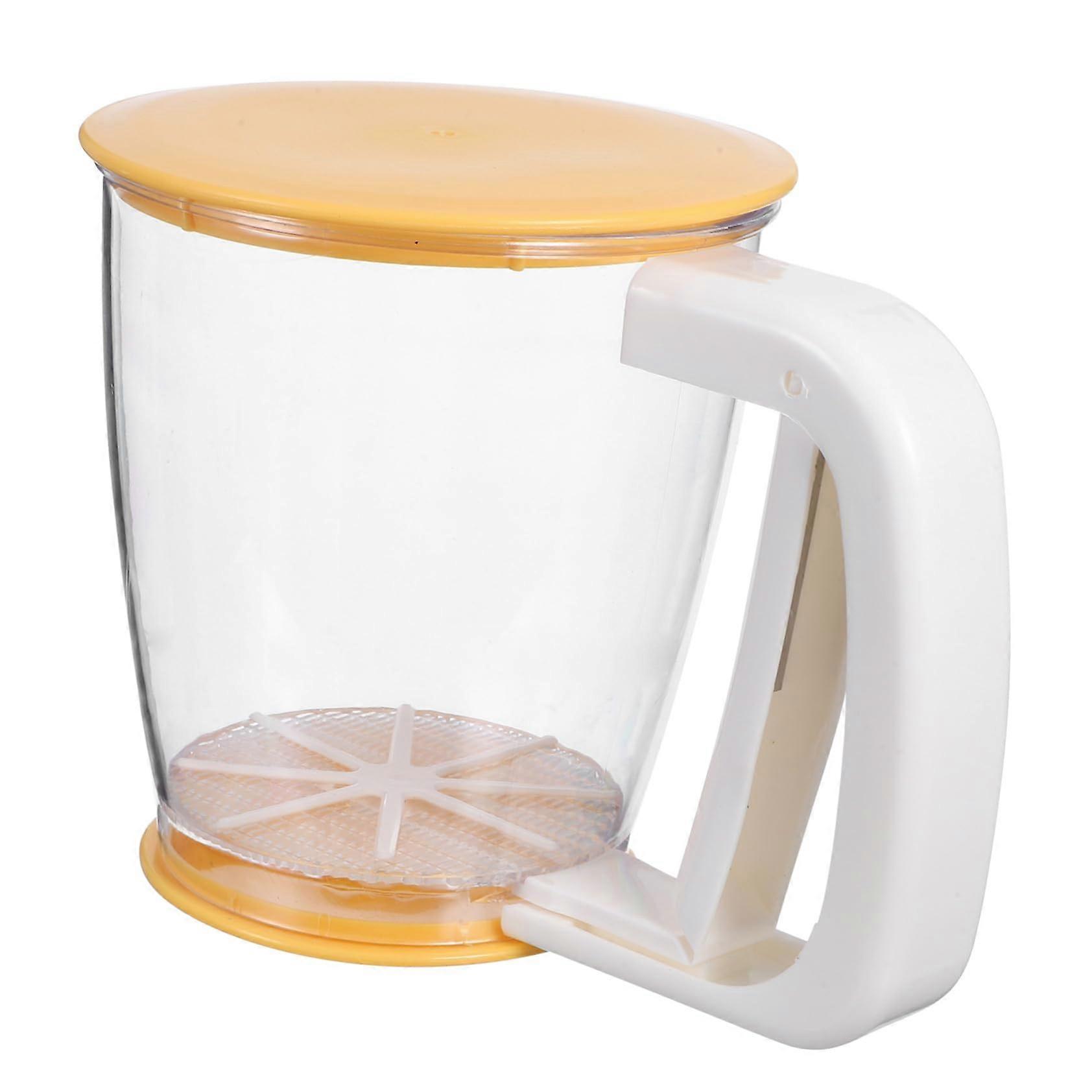 Flour Sifter Cup with Fine Mesh Lid and Handle for Baking Pastry and Bread, SpaceSaving Kitchen Tool