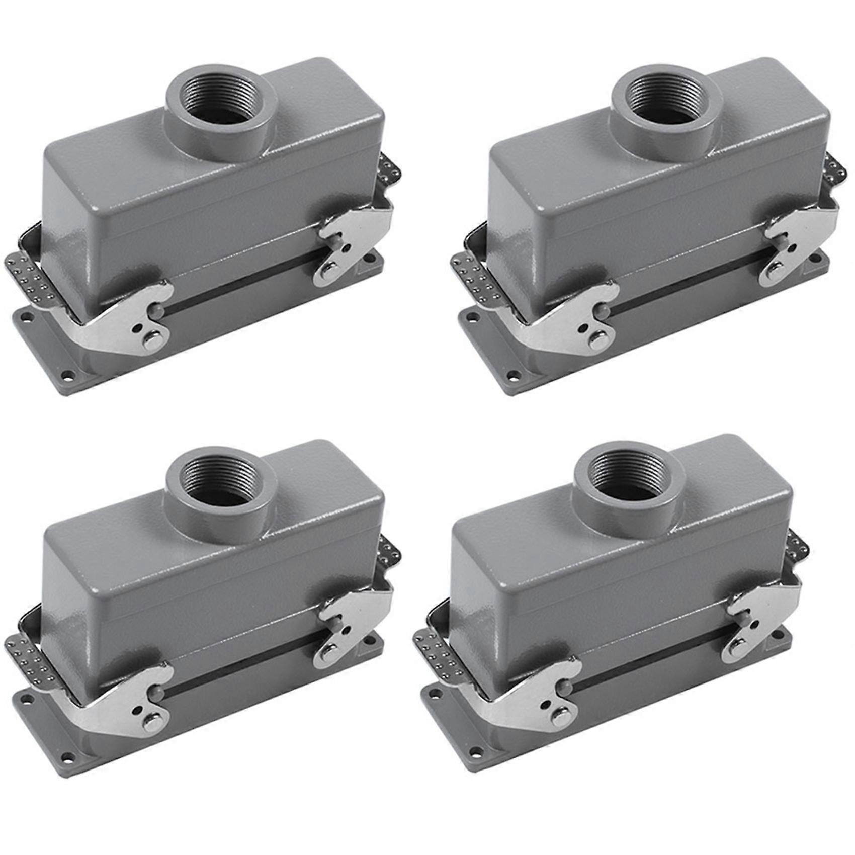 4X Rectangular H24B-He-024-1 Heavy Duty Connectors Power 24 Pin Cores Line 16A 500V Screw Feet Aviation Plug Socket