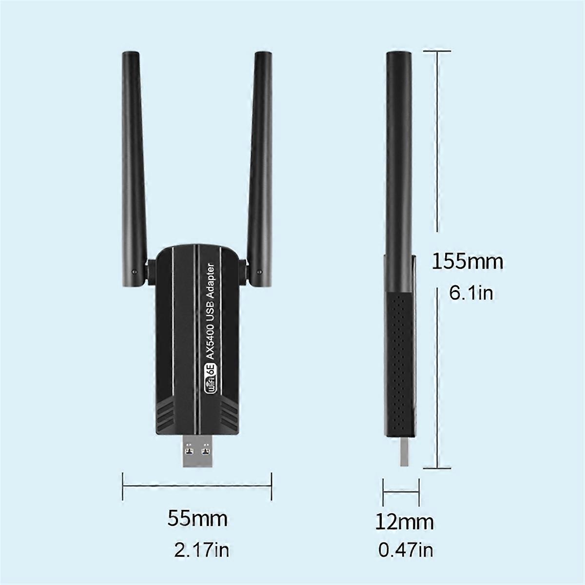 WiFi 6E AX5400 USB Adapter WiFi Card Tri-Band for Win10&Win11
