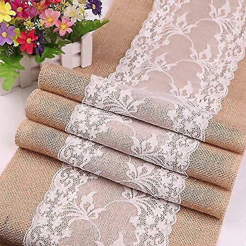 Luxora Jute Table Runner Natural With Lace Table Runner Made