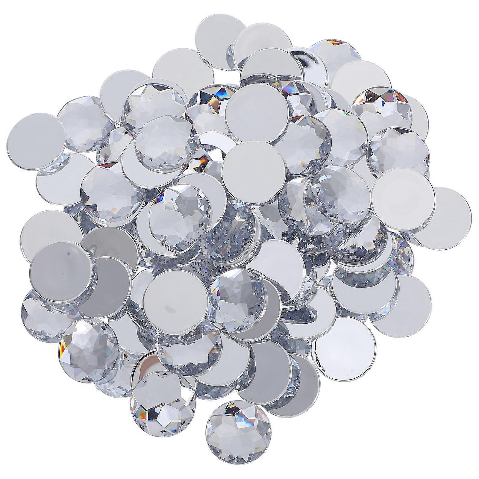 Acrylic Round Rhinestones for Decoration with 100Pcs White Flatback Gems