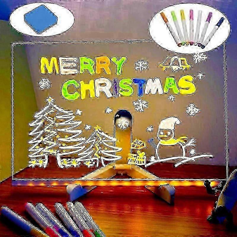 Led Note Board With Colors, Light Up Acrylic Message Board, Led Drawing Board, Illuminated Acrylic Notepad With Adjustable Stand And Pens