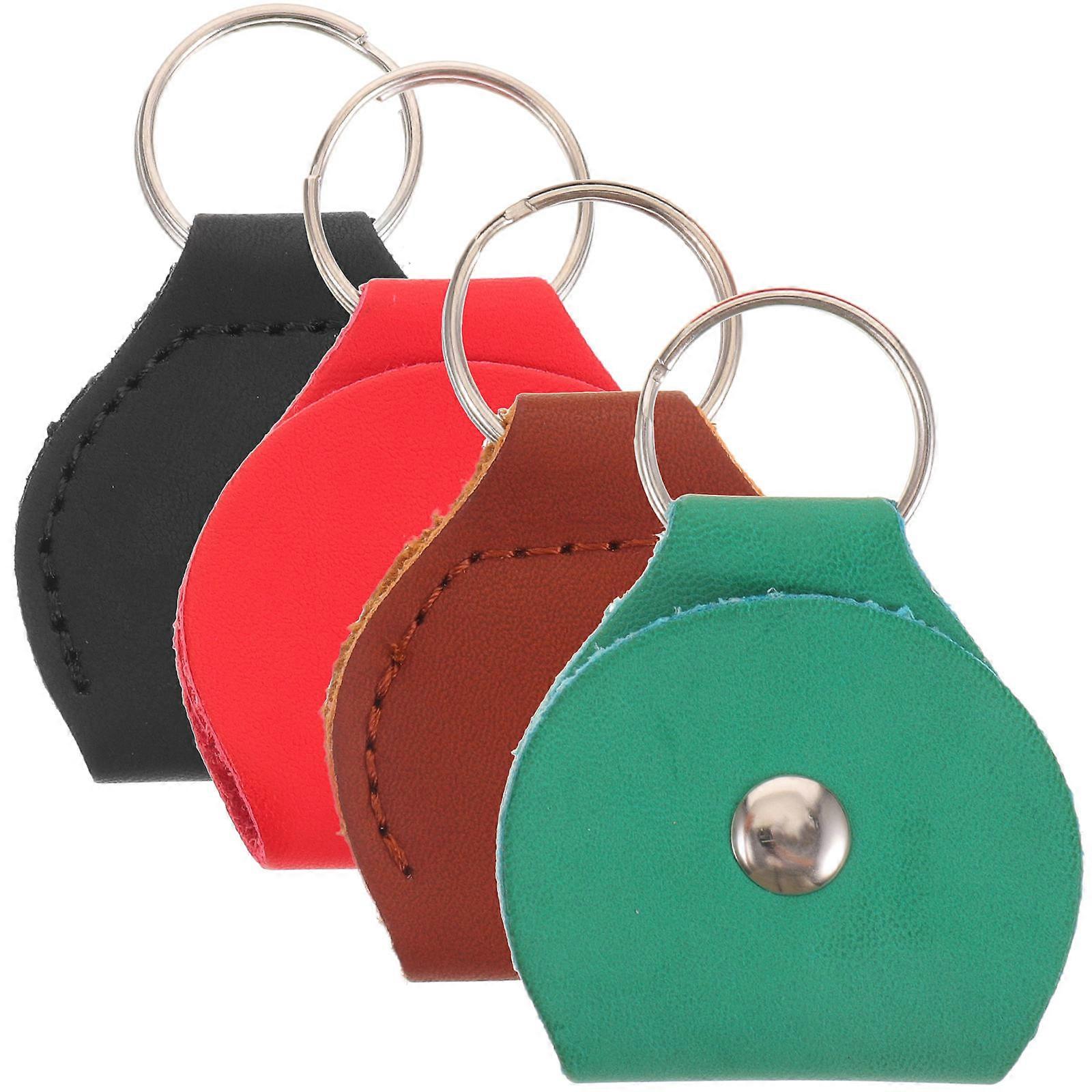 Guitar Pick Storage Bags Plectrum Case Assorted Color Rectangular Keyring Design For Guitarists Daily Use 4Set