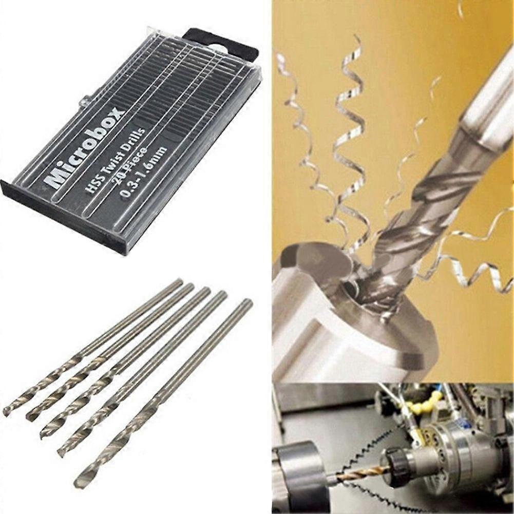 20Pcs Mini Twist Drill Bit Set 0.3-1.6mm Micro High Speed Steel Drill Bits with Case for Model Repair/Electronics DIY