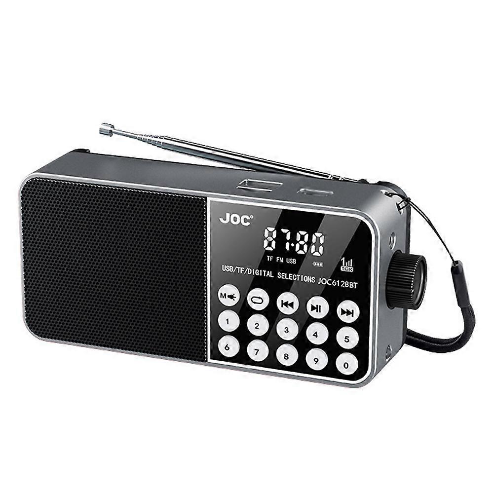 Portable Radio Speaker Support TF Card Digital FM Radio LED Display Stereo MP3 Player for Senior Grey