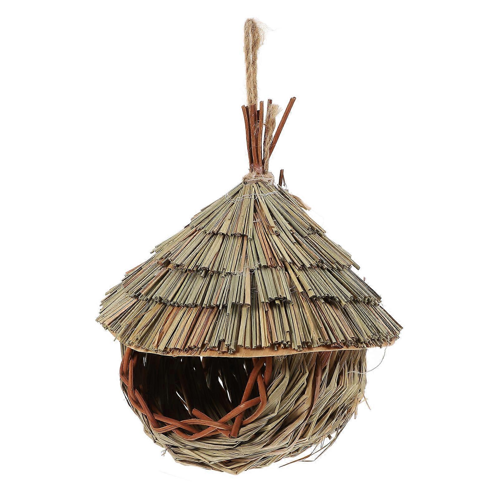 Bird Nest Nesting House Hand Woven Straw Parrot