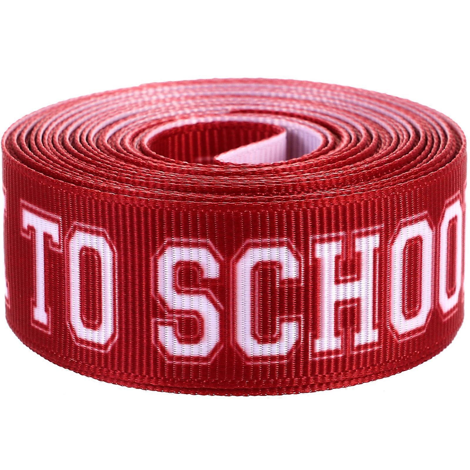 Back to School Ribbed Ribbon for Wrapping 1 Roll Red Polyester Ribbon for Party