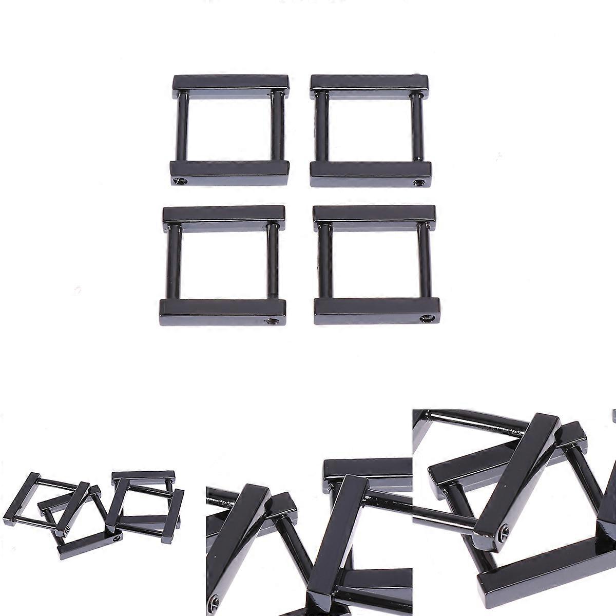 4 Pcs Black Metal Rectangular Buckles for DIY Bag Use with Durable Strap Adjustment Ring