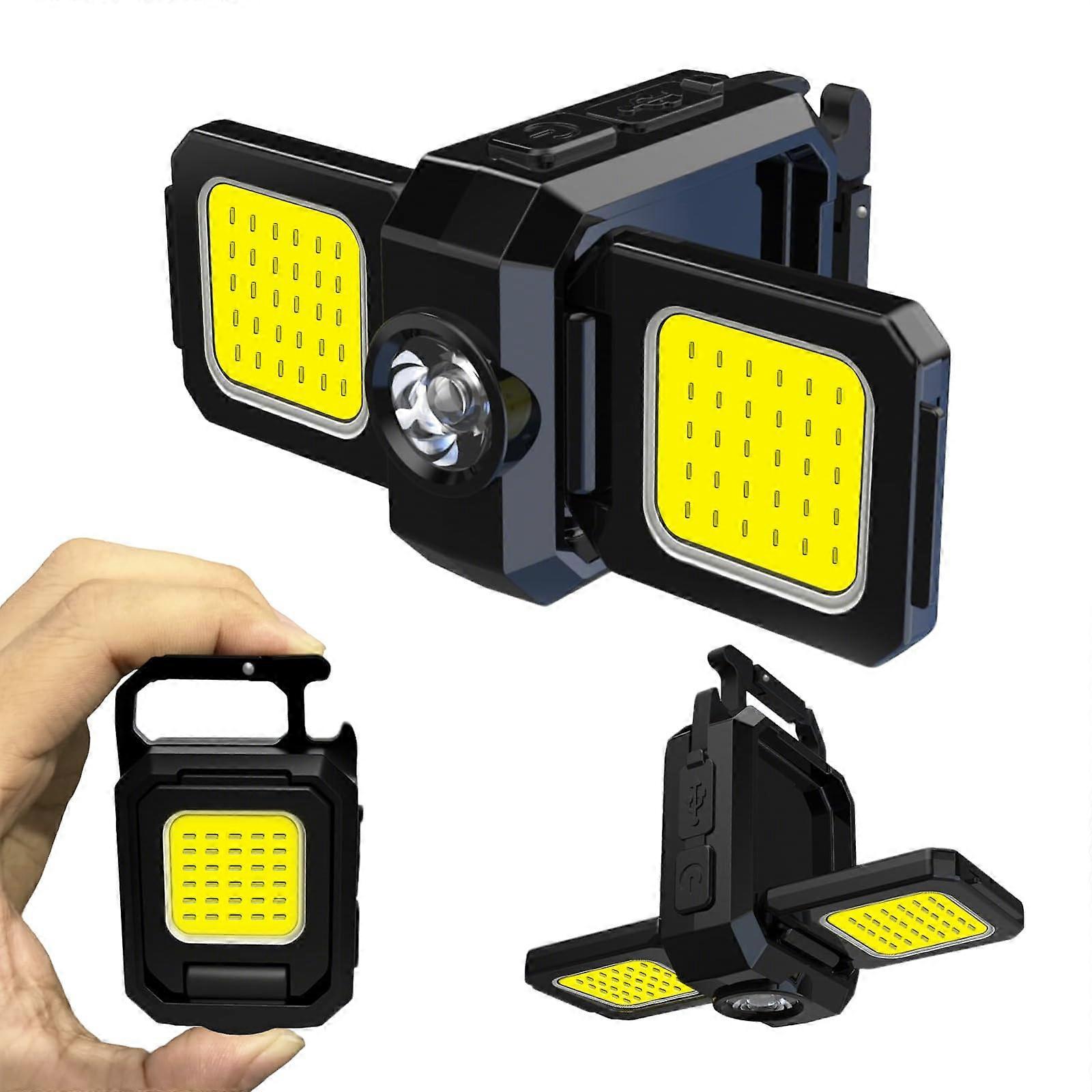 2PC Foldable Rechargeable LED Work Light with Magnetic Mount and 5 Modes for Camping and